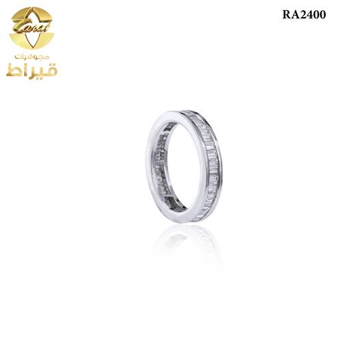 خاتم  ذهب ابيض مع الماس عيار 18