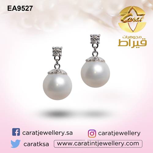 WOMEN'S 18K WHITE GOLD EARRING WITH DIAMOND AND PEARL