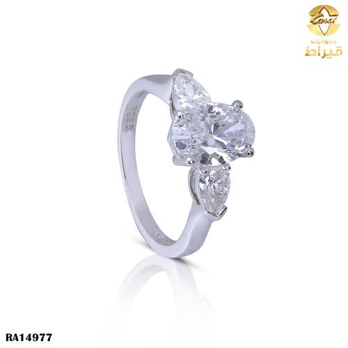  خاتم  ذهب ابيض مع الماس زراعي عيار 18