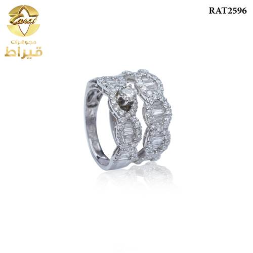خاتم ذهب ابيض مع الماس عيار 18