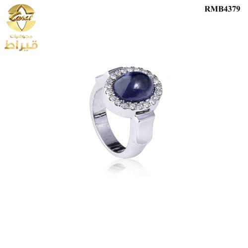   خاتم فضة مع الماس و تنزانيت عيار 925