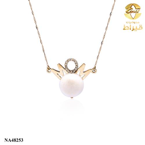 عقد ذهب  مع الماس و حجر جيد عيار 18