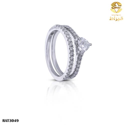خاتم ذهب ابيض مع الماس زراعي عيار 18