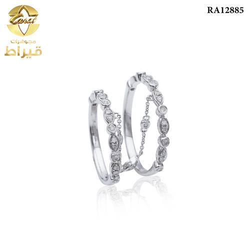 خاتم  ذهب ابيض مع الماس عيار 18