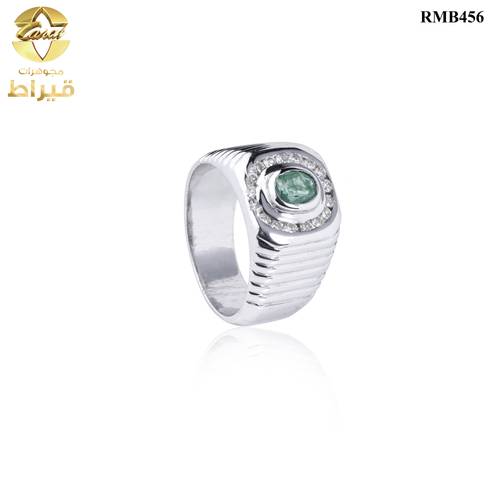 خاتم فضة مع الماس و زمرد عيار 925