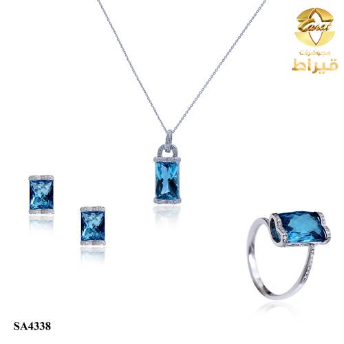 نصف طقم ذهب ابيض مع الماس عيار 18