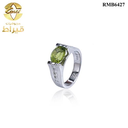 خاتم فضة مع موسانايت و زبرجد عيار 925