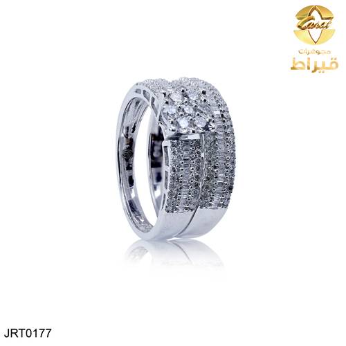 مجوهرات ، ذهب ، خاتم ، خاتم ذهب أبيض مع ألماس عيار 18