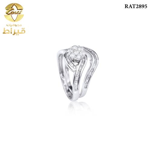  خاتم ذهب ابيض مع الماس عيار 18