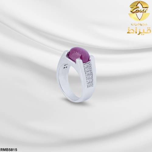 خاتم فضة مع الماس و ياقوت عيار 925