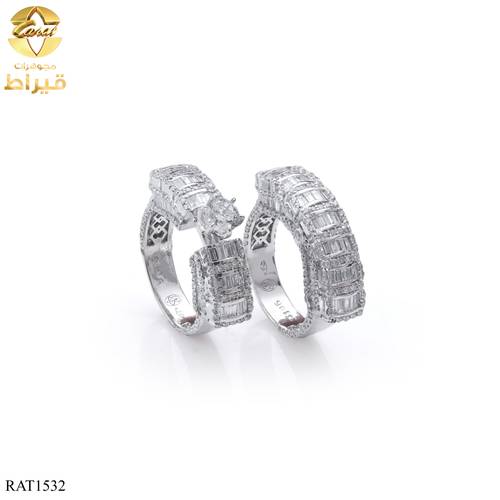 مجوهرات ، ذهب ، خاتم نسائي ، خاتم ذهب ابيض مع الماس عيار 18