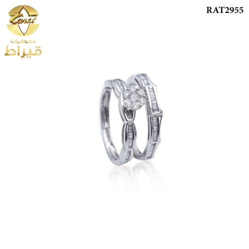 خاتم ذهب ابيض مع الماس عيار 18
