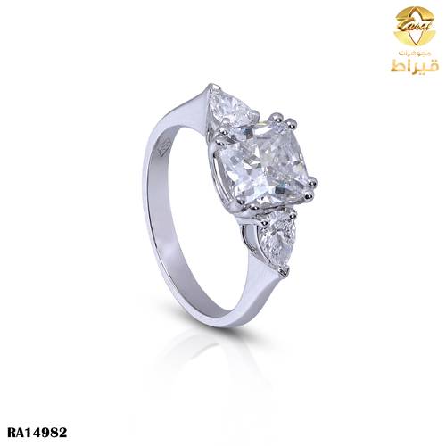  WOMEN'S 18K WHITE GOLD RING WITH LAB GROWN DIAMONDS