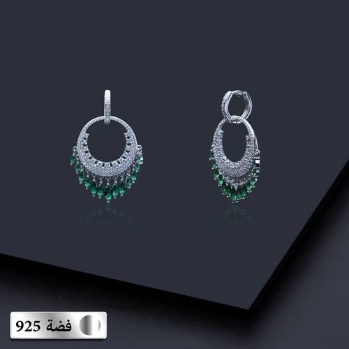 حلق فضة مع زركون و حجر صطناعي عيار 925