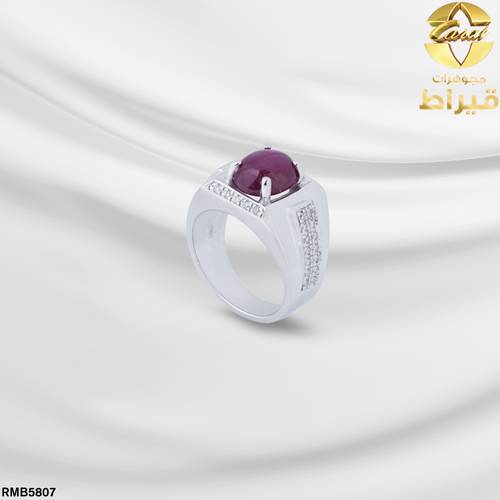 خاتم فضة مع الماس و ياقوت عيار 925