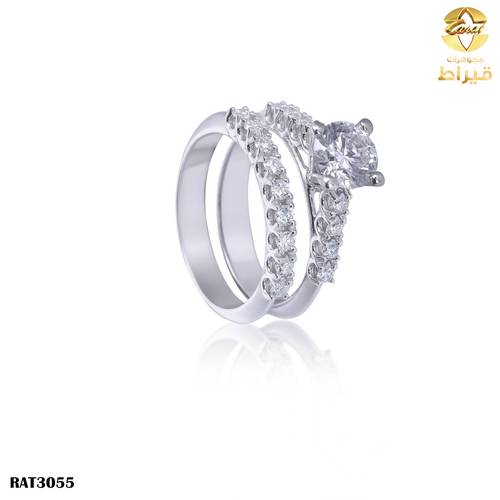 خاتم ذهب ابيض مع الماس زراعي عيار 18