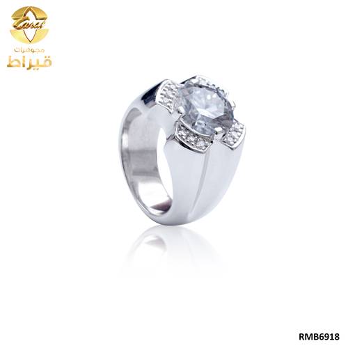  خاتم رجالي , فضة ,خاتم سيلنوفا مع الماس  و موسانايت