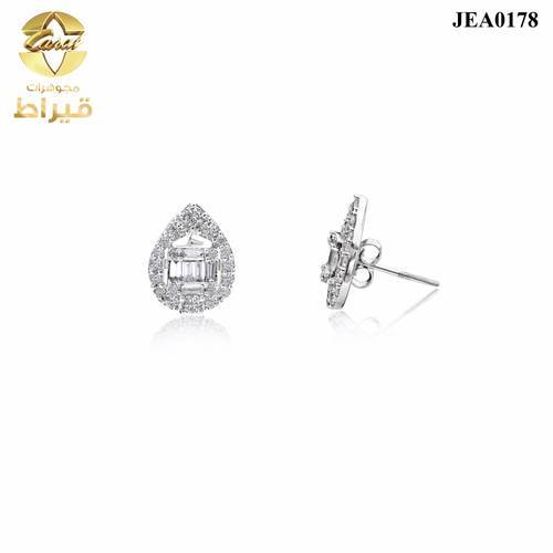  حلق ذهب ابيض مع الماس عيار 18