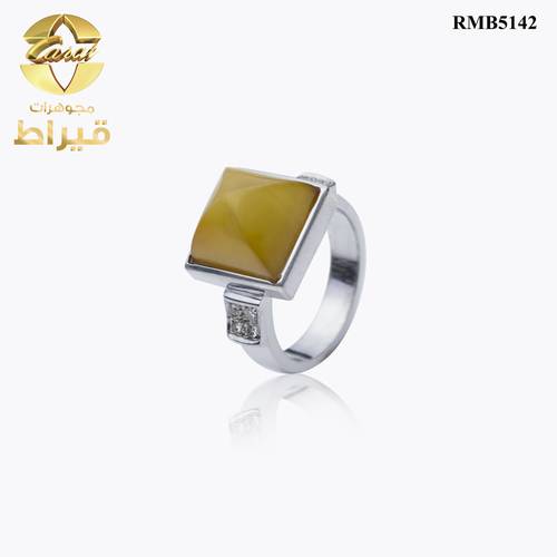  خاتم فضة مع الماس و كهرمان عيار 925