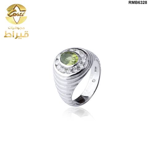  خاتم فضة مع موسانايت و زبرجد عيار 925