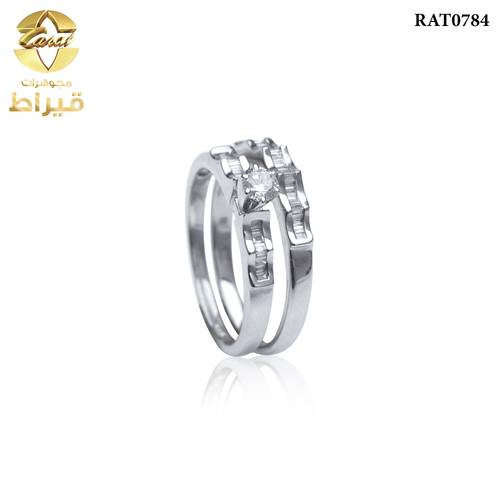 خاتم ذهب ابيض مع الماس عيار 18
