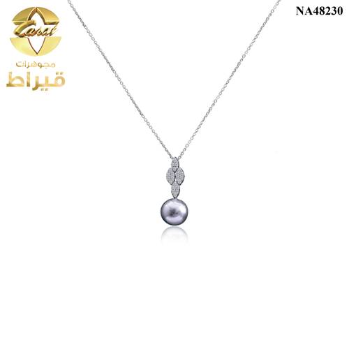   عقد ذهب مع الماس و لولو عيار 18