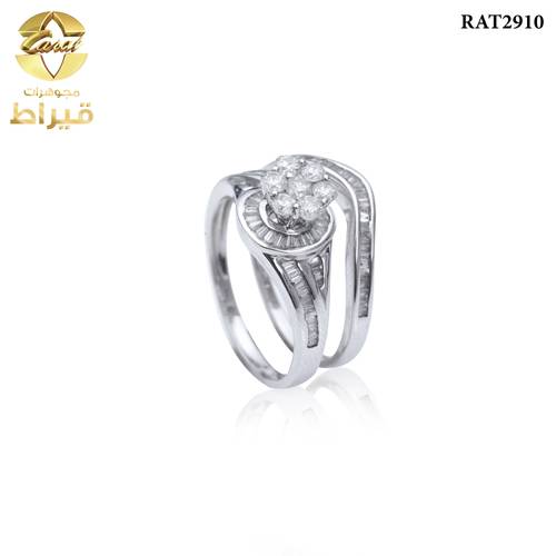 خاتم ذهب ابيض مع الماس عيار 18