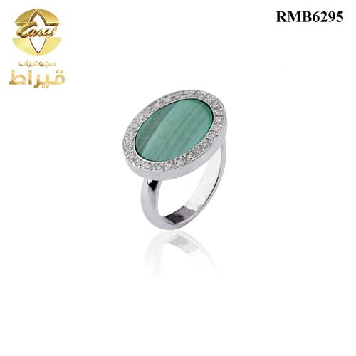 خاتم رجالي من فضة 925 مع ملكيت و موسانايت