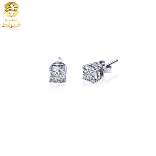 مجوهرات , ذهب ، حلق , حلق ذهب ابيض مع ألماس عيار 18