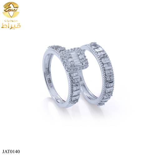 WOMEN'S 18K WHITE GOLD TWINS RING WITH DIAMONDS