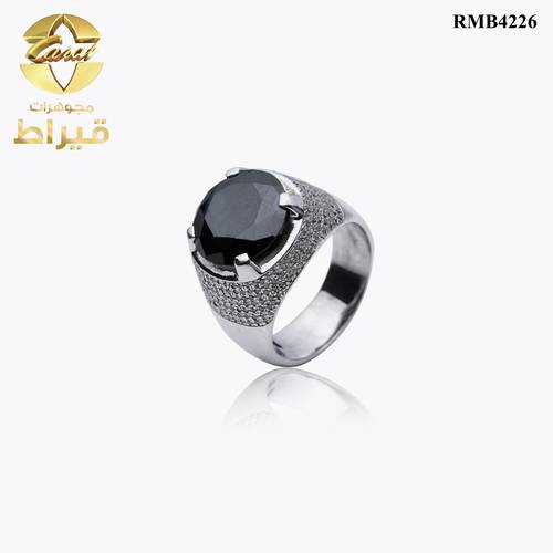 خاتم فضة مع الماس و موسانايت عيار 925