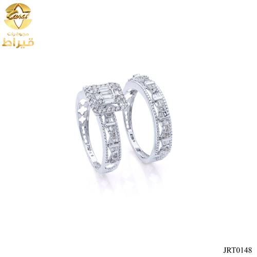 خاتم ذهب ابيض مع الماس عيار 18