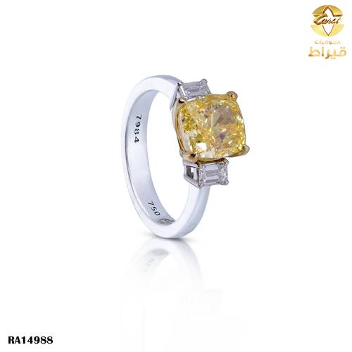  خاتم  ذهب ابيض مع الماس زراعي عيار 18