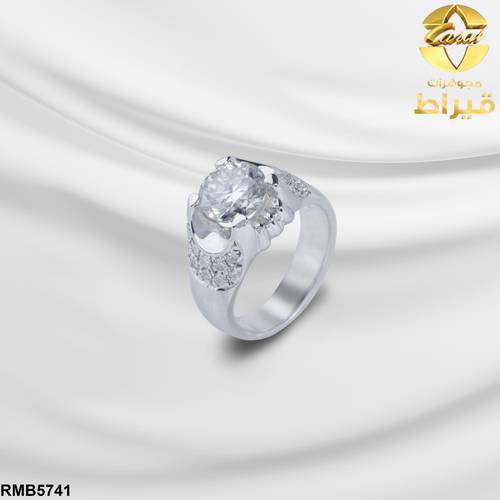 خاتم فضة مع الماس و موسانايت عيار 925