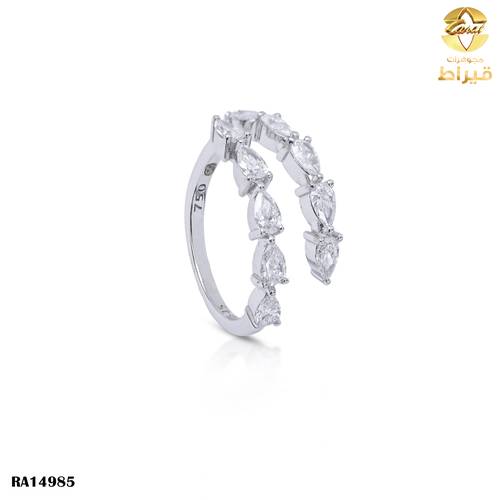   خاتم  ذهب ابيض مع الماس زراعي عيار 