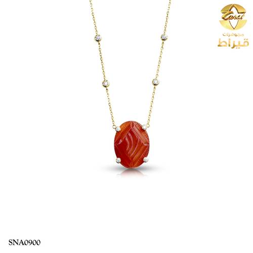  عقد فضة مع عقيق و موسانايت عيار 925