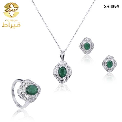 نصف طقم ذهب ابيض مع الماس عيار 18