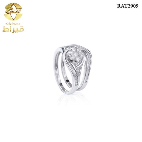 خاتم ذهب ابيض مع الماس عيار 18