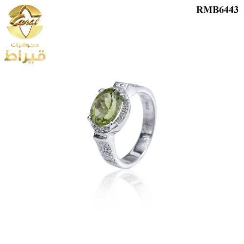 GENTS SILVER RING WITH MOISSONITE AND PERIDOT STONES