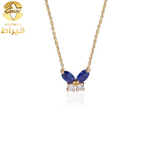 مجوهرات ، ذهب ، عقد ذهب مع ألماس و زفير عيار 18