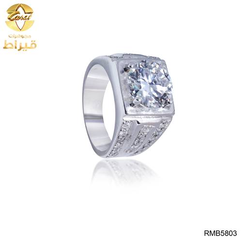 خاتم فضة مع الماس و موسانايت عيار 925