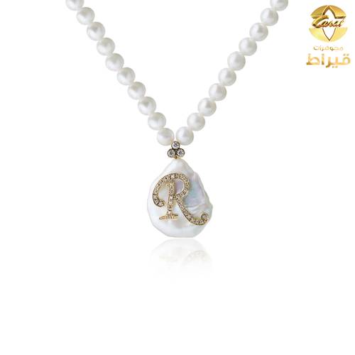  عقد لؤلؤ زراعي مع الماس و ذهب عيار 18