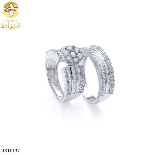  WOMEN'S 18K WHITE GOLD TWINS RING WITH DIAMONDS