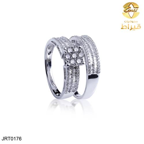 مجوهرات ، ذهب ، خاتم ، خاتم ذهب أبيض مع ألماس عيار 18
