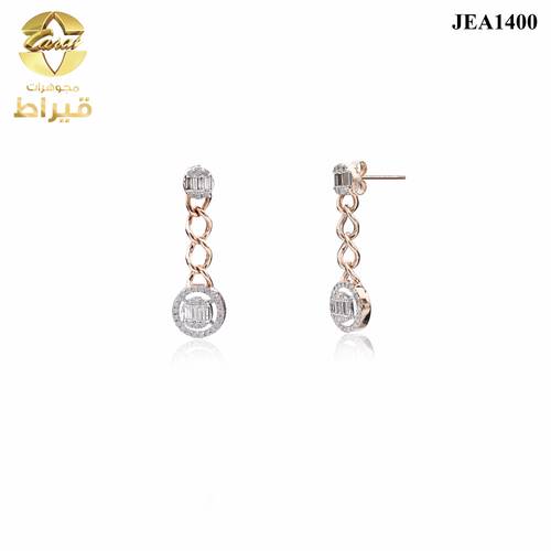 حلق ذهب مع الماس عيار 18