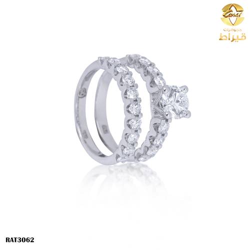   خاتم ذهب ابيض مع الماس زراعي عيار 18