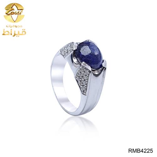  خاتم فضة مع الماس و زفير عيار 925
