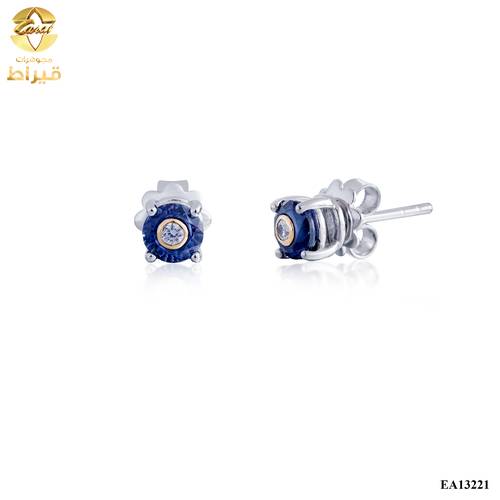 حلق ذهب ابيض مع الماس زراعي و زفير عيار 18