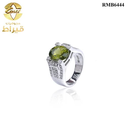 GENTS SILVER RING WITH MOISSONITE AND PERIDOT STONES