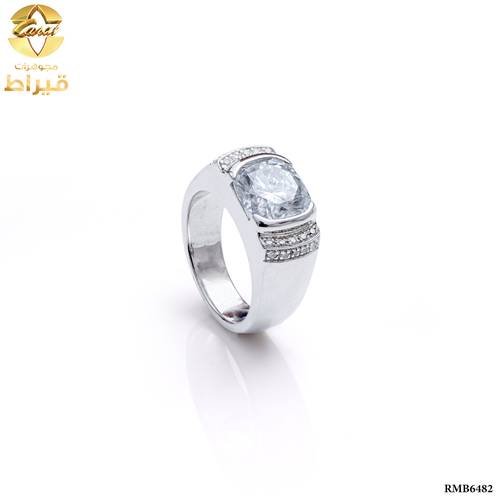 خاتم رجالي , فضة ,خاتم سيلنوفا مع الماس  و موسانايت عيار 925